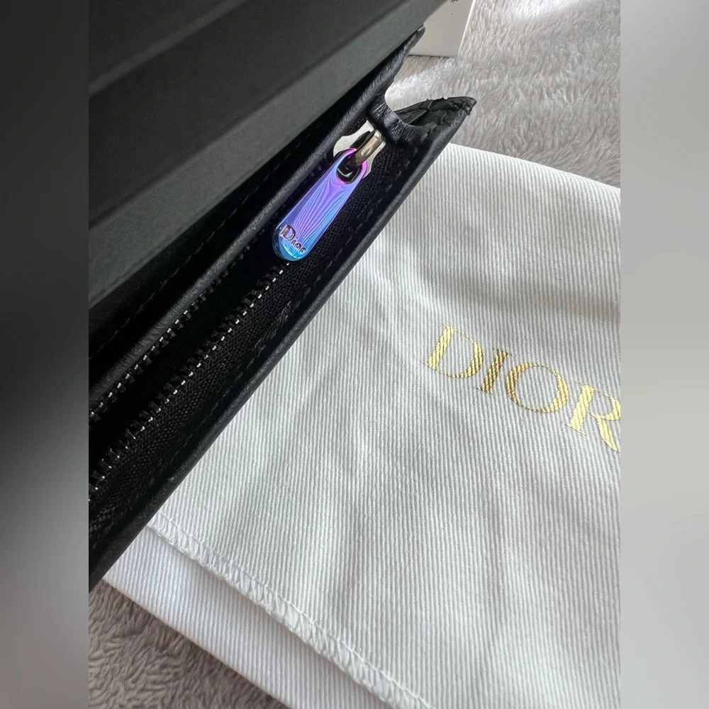 DIOR Lambskin Cannage Mini Lady Dior Wallet w/ RARE Iridescent Metallic Charms